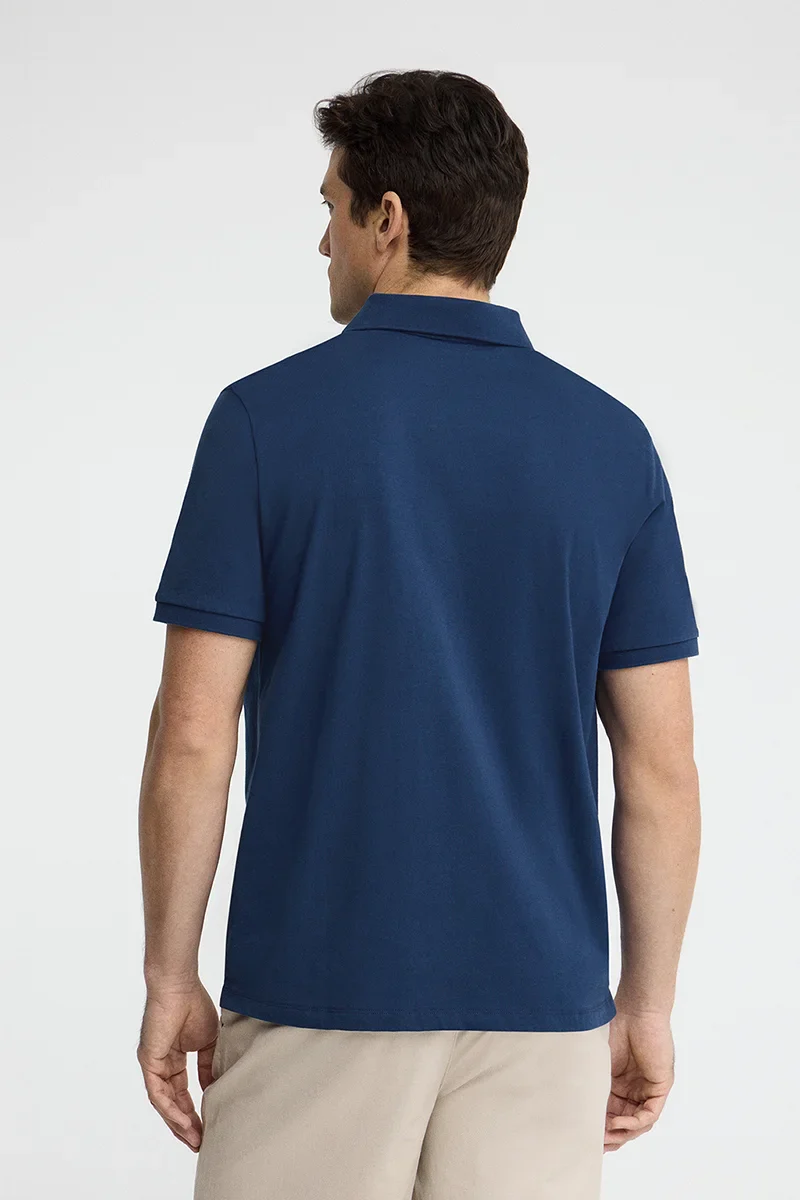 Indigo-blue regular-fit polo shirt in T-shirt fabric with Rigby Go embroidery - Image 5
