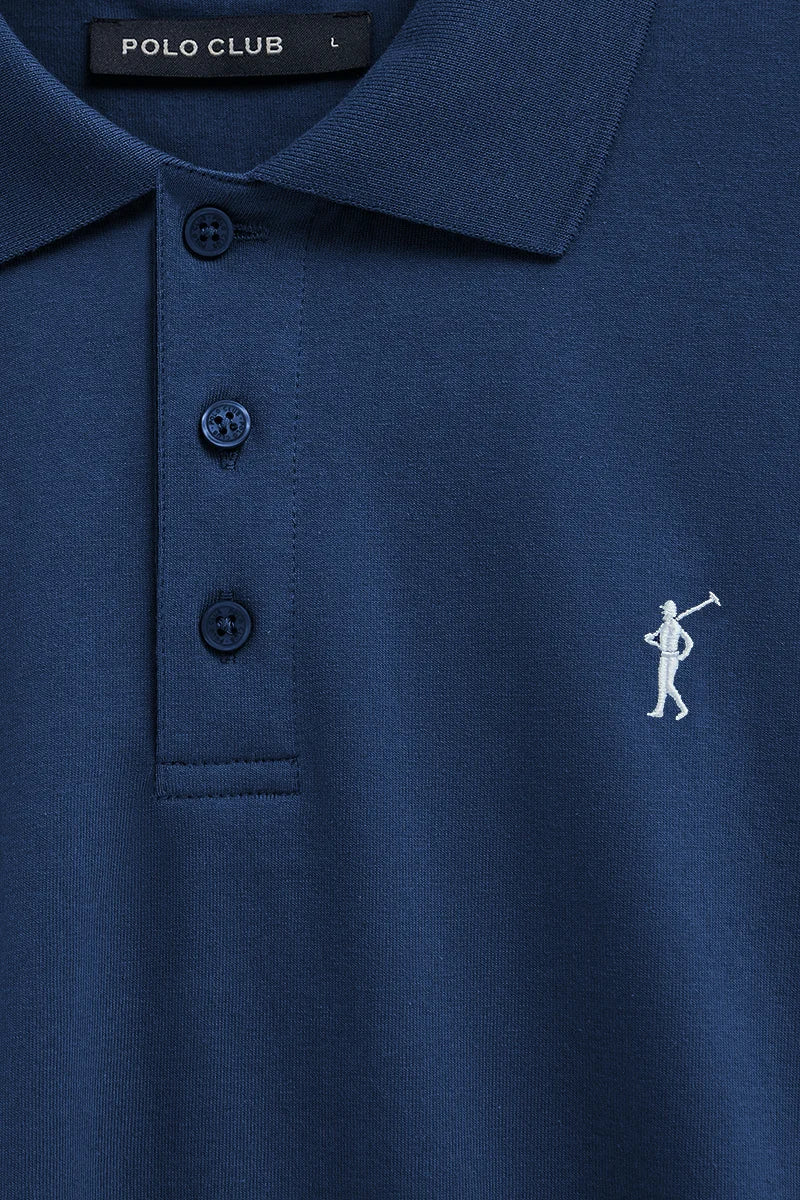 Indigo-blue regular-fit polo shirt in T-shirt fabric with Rigby Go embroidery - Image 7