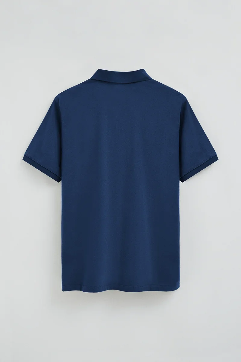 Indigo-blue regular-fit polo shirt in T-shirt fabric with Rigby Go embroidery - Image 8
