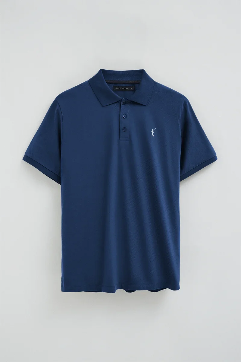 Indigo-blue regular-fit polo shirt in T-shirt fabric with Rigby Go embroidery - Image 9