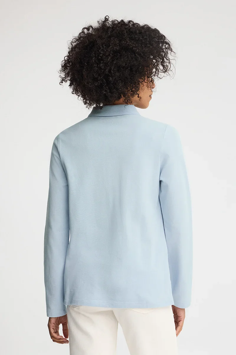 Light-blue long-sleeve regular-fit polo shirt with Rigby Go embroidery - Image 4