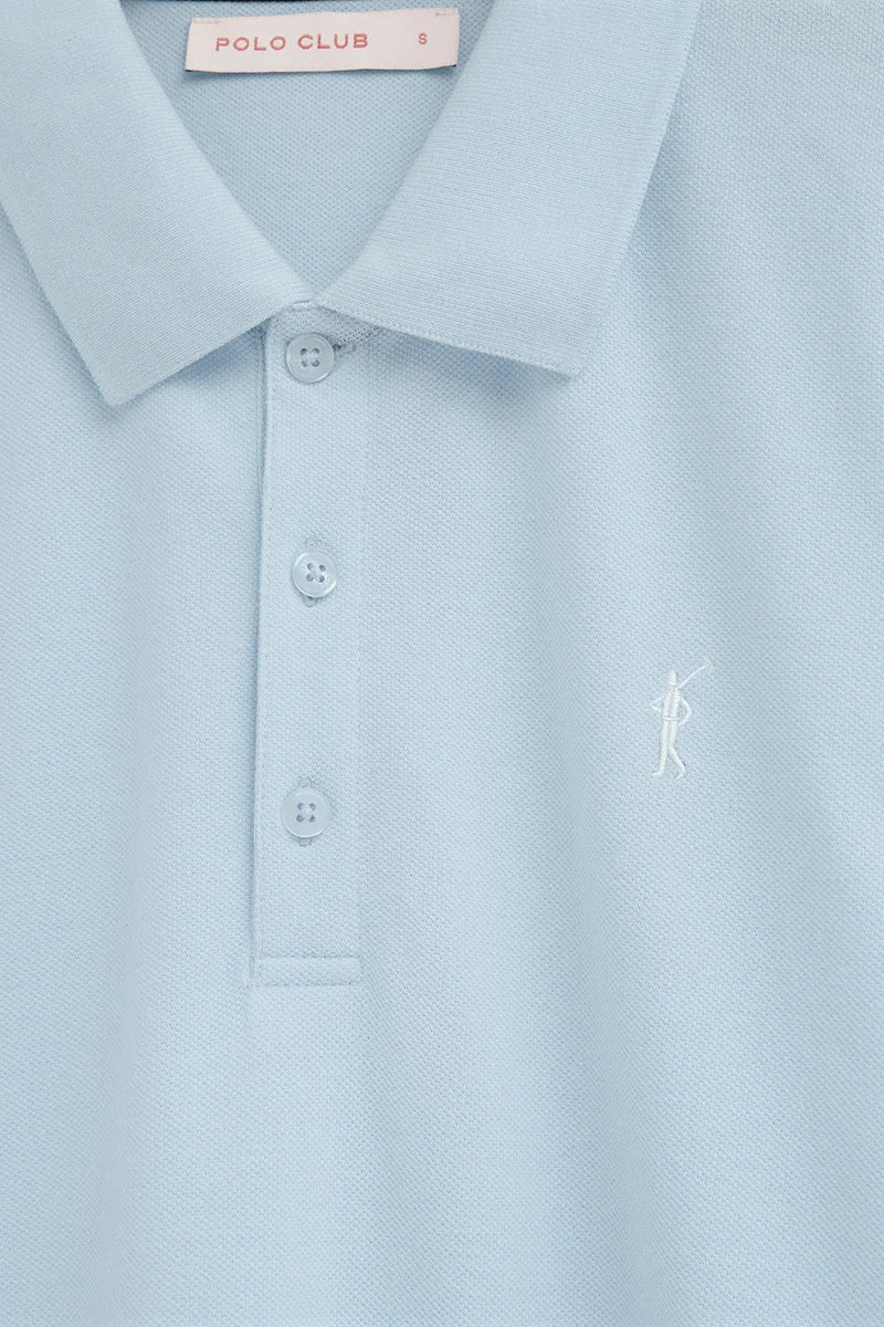 Light-blue long-sleeve regular-fit polo shirt with Rigby Go embroidery - Image 6
