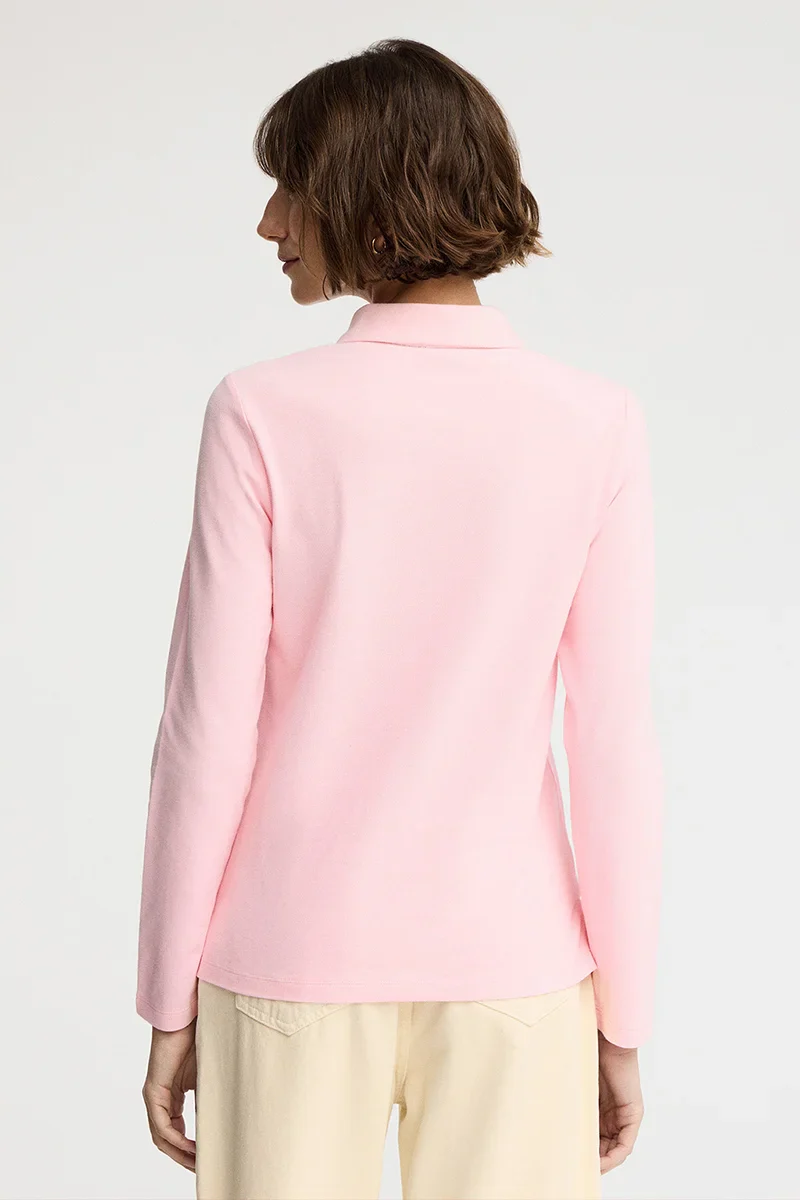 Pink long-sleeve regular-fit polo shirt with Rigby Go embroidery - Image 5