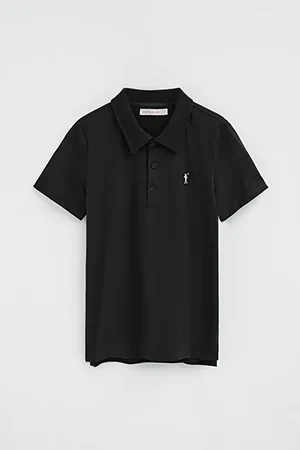 Black polo shirt in T-shirt fabric with Rigby Go embroidery - Image 10