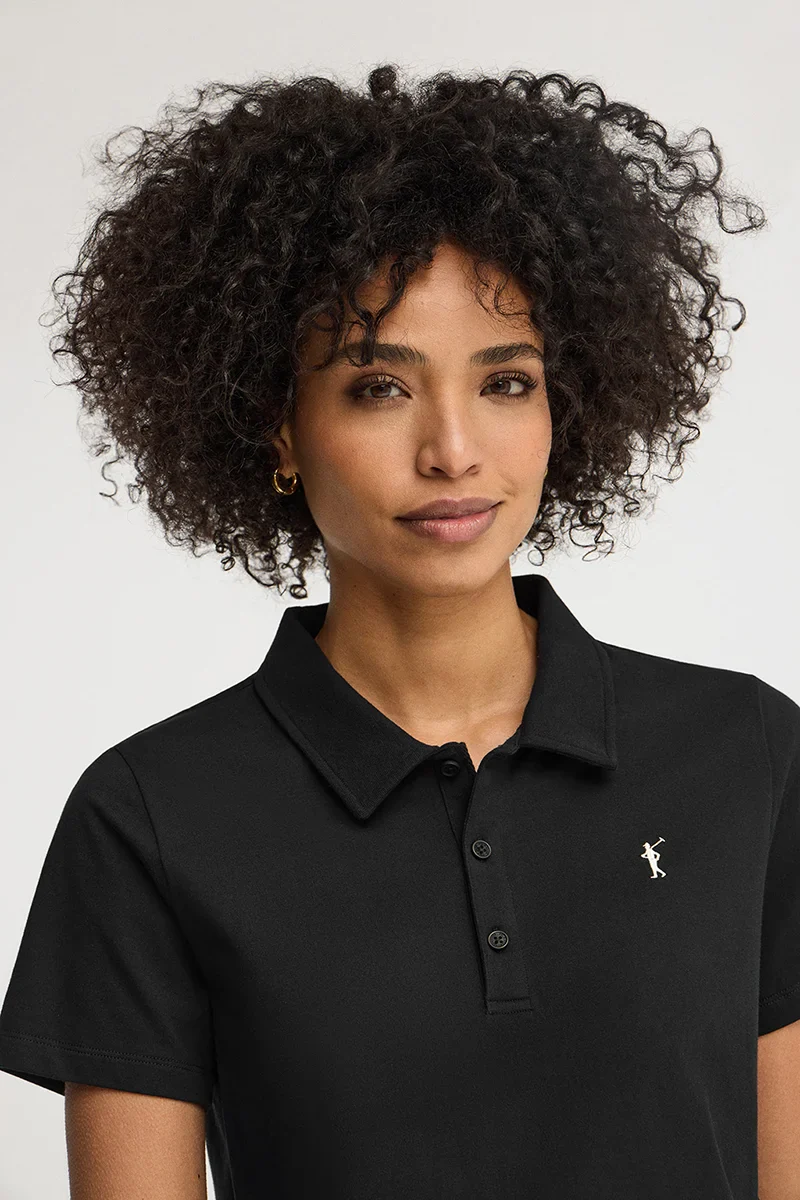 Black polo shirt in T-shirt fabric with Rigby Go embroidery - Image 3