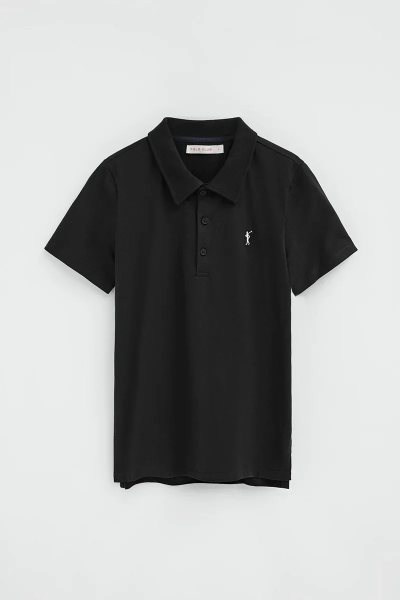 Black polo shirt in T-shirt fabric with Rigby Go embroidery - Image 6