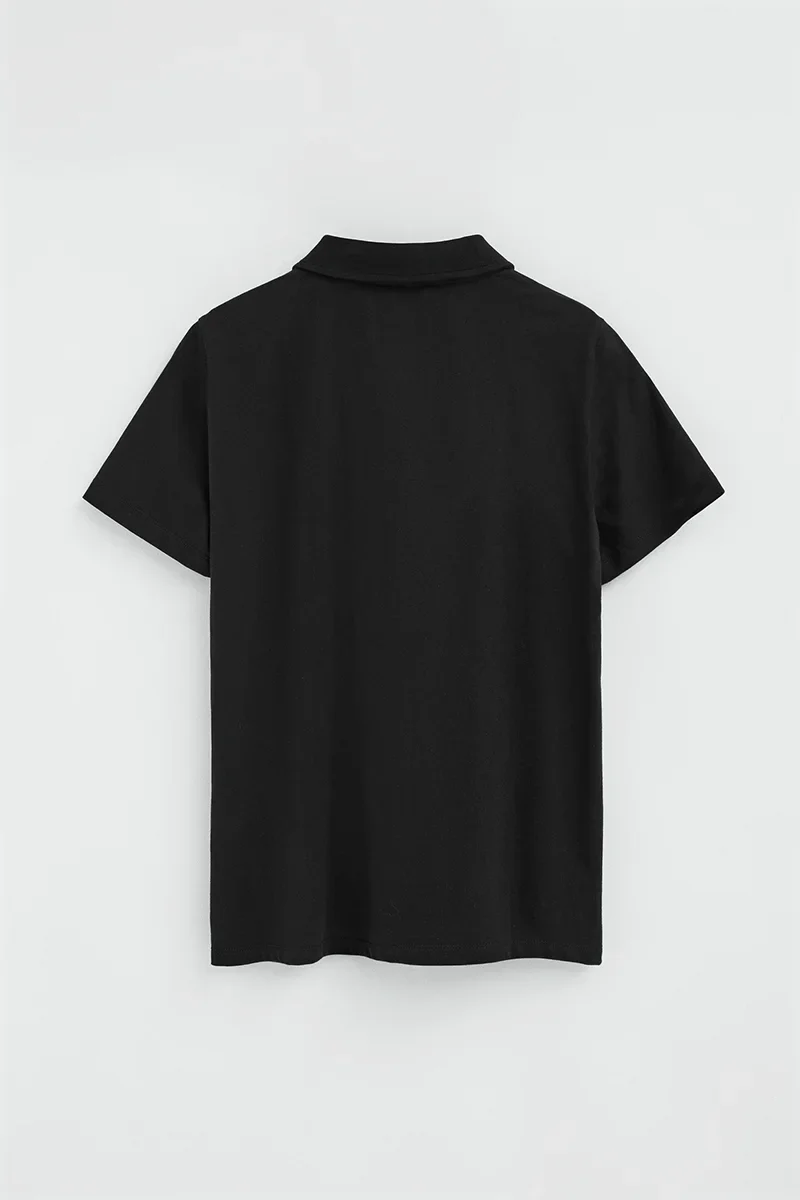 Black polo shirt in T-shirt fabric with Rigby Go embroidery - Image 8