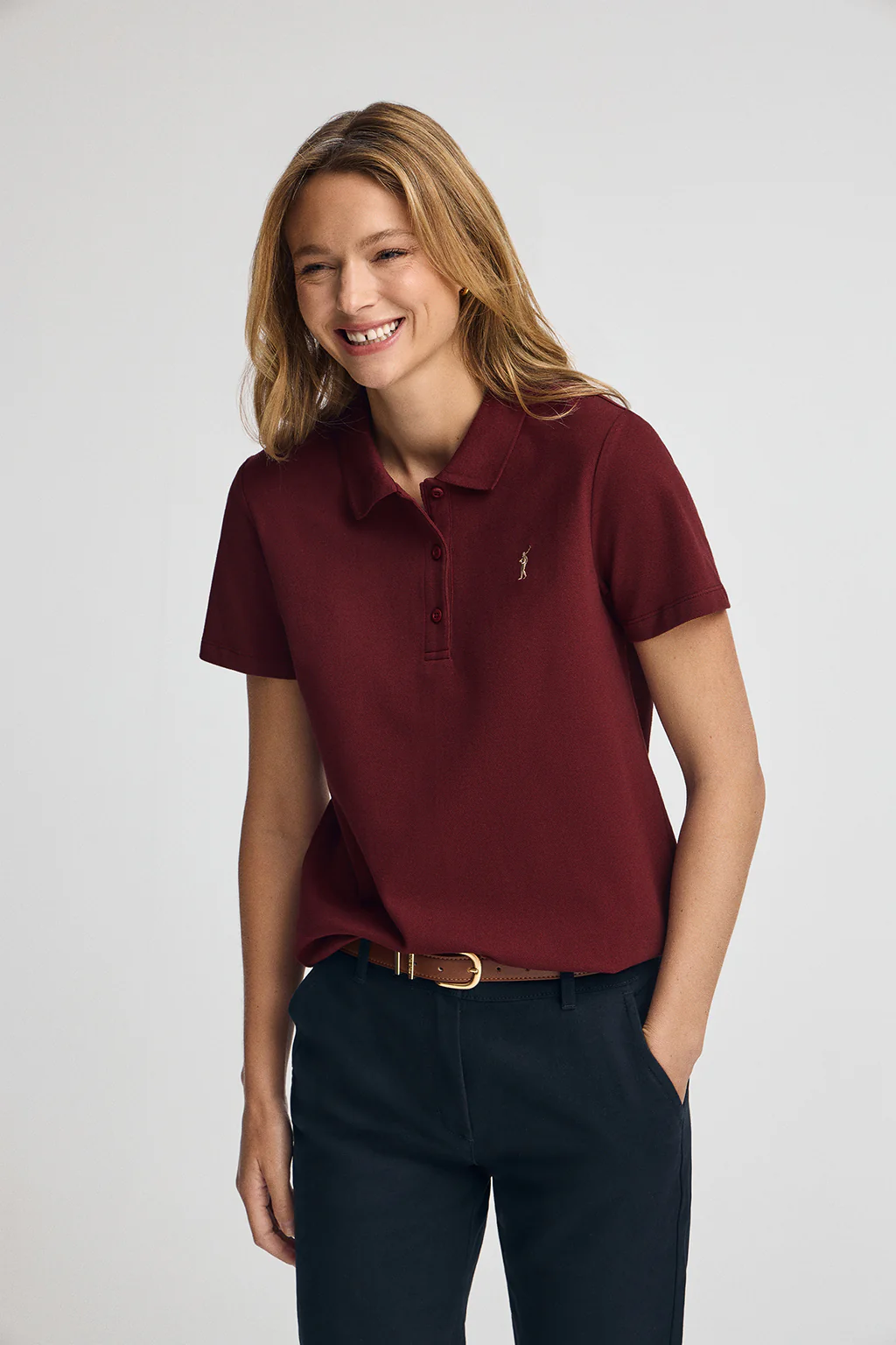 Maroon short-sleeve polo shirt with regular-fit and Rigby Go embroidery - Image 3