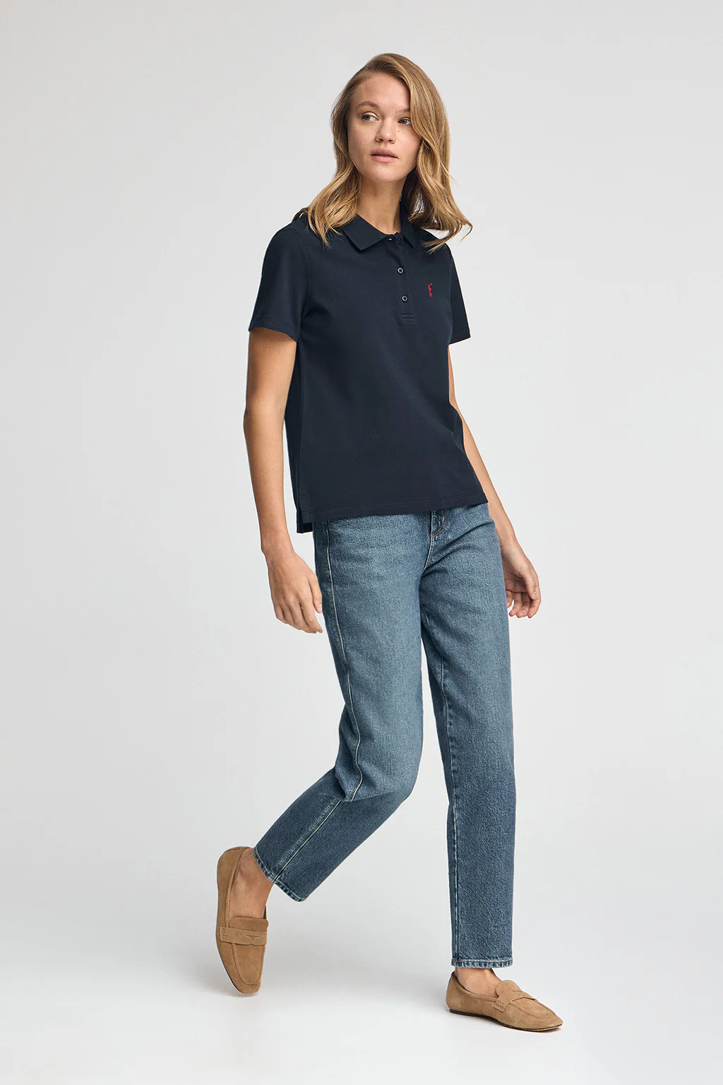Navy-blue short-sleeve polo shirt with regular-fit and Rigby Go embroidery - Image 3