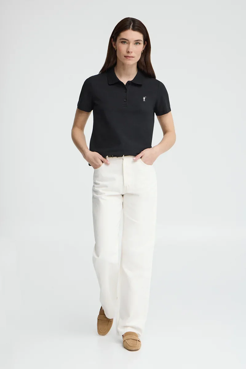 Black regular-fit polo shirt with Rigby Go embroidery - Image 3
