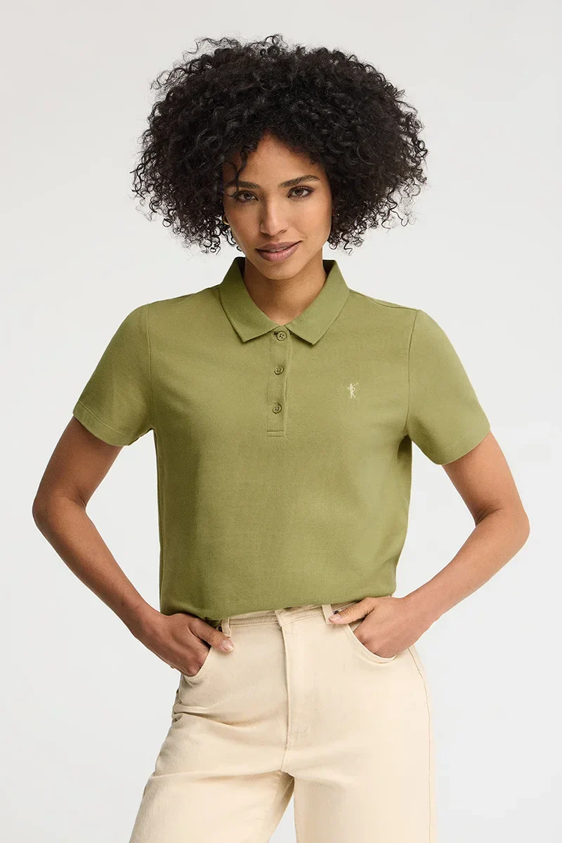 Leaf-green regular-fit polo shirt with Rigby Go embroidery