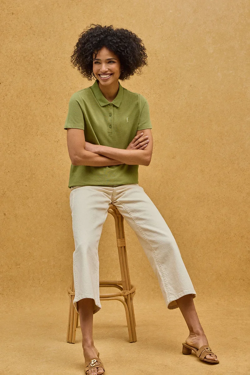 Leaf-green regular-fit polo shirt with Rigby Go embroidery - Image 2