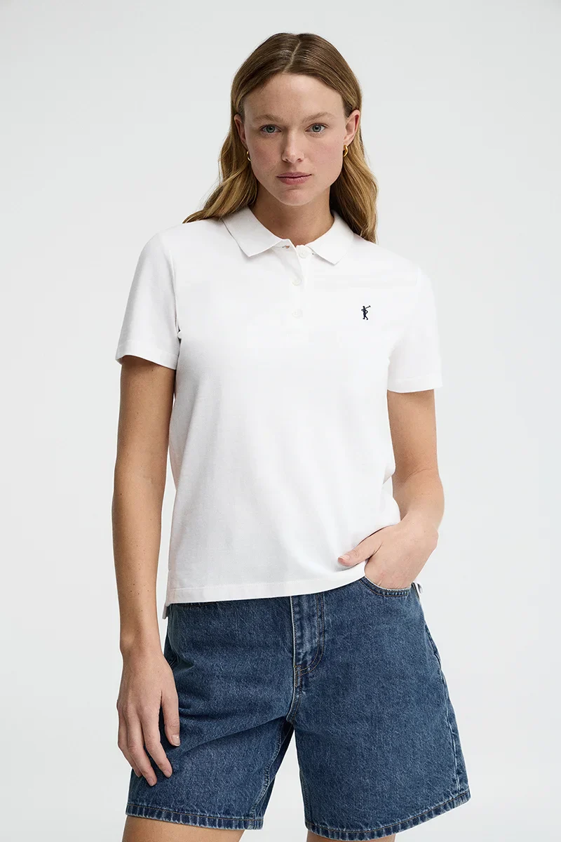White regular-fit polo shirt with Rigby Go embroidery