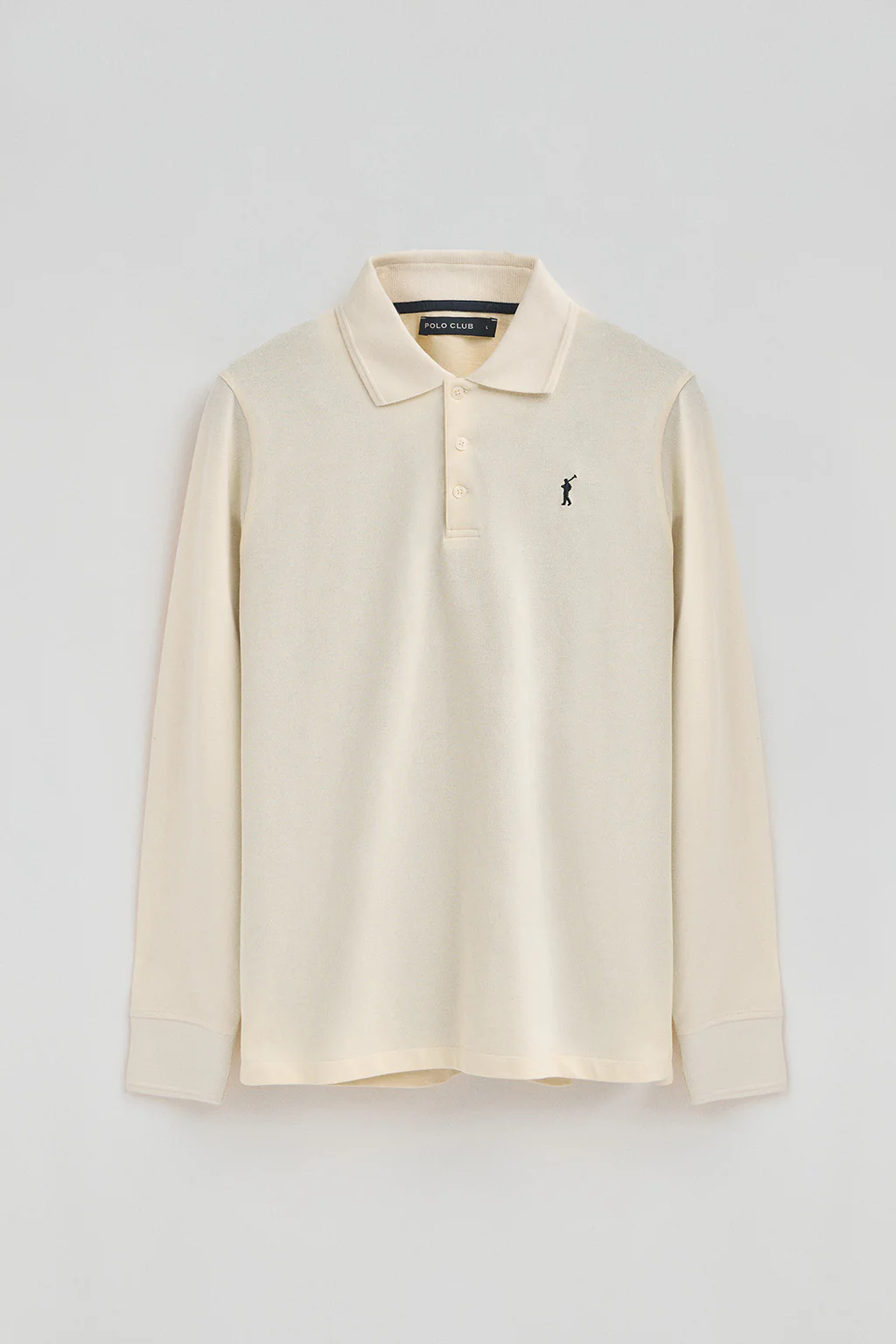 Nude long-sleeve polo shirt with Rigby Go embroidered logo - Image 5