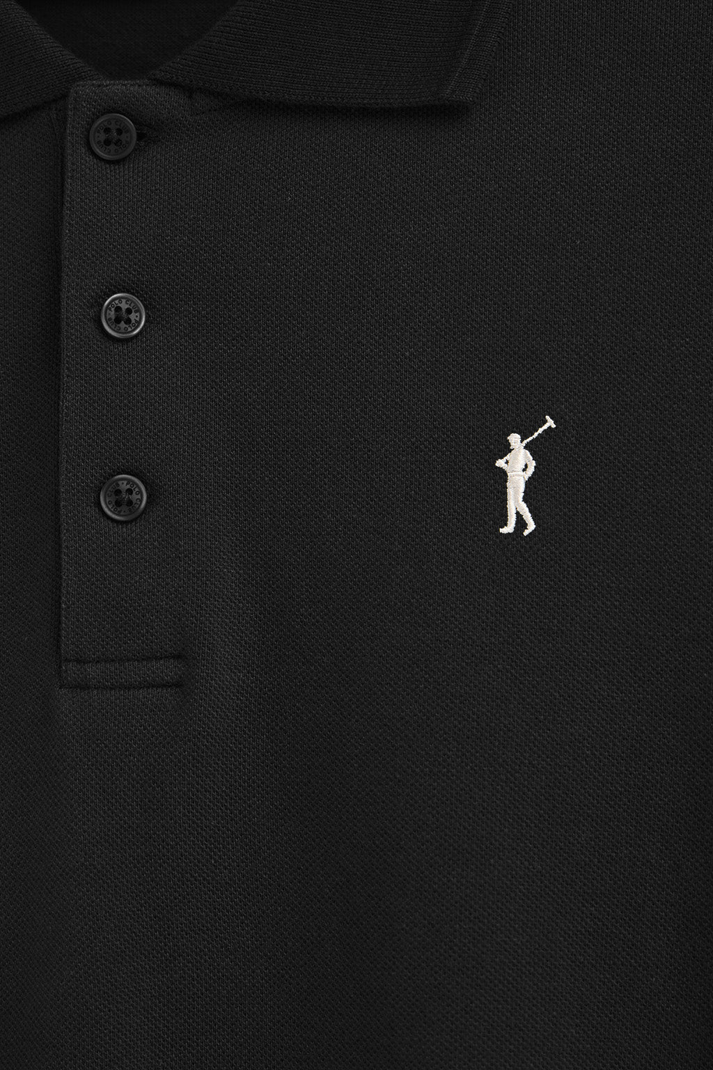 Black long-sleeve polo shirt with Rigby Go embroidered logo - Image 6