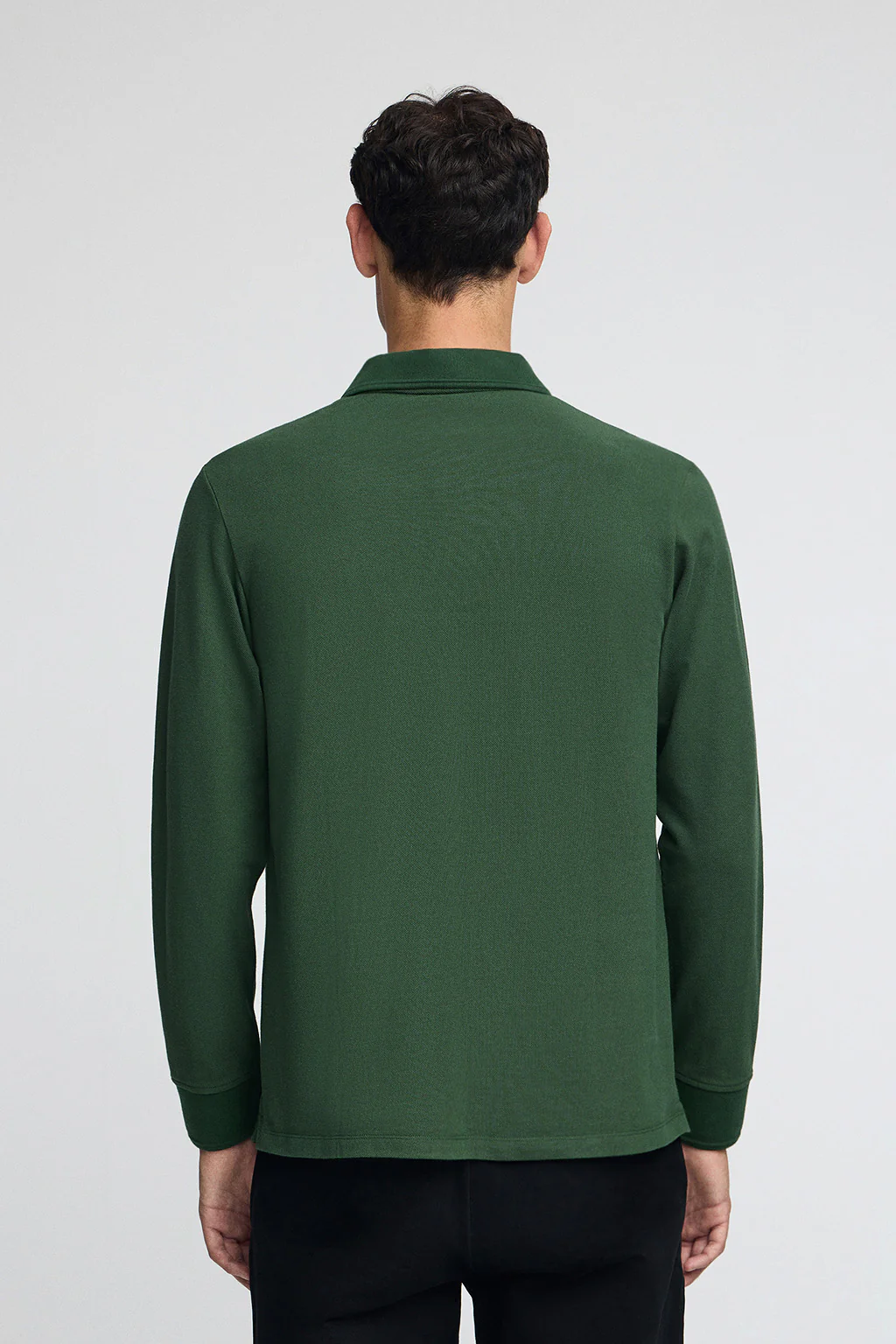 Bottle-green long-sleeve polo shirt with Rigby Go embroidered logo - Image 4