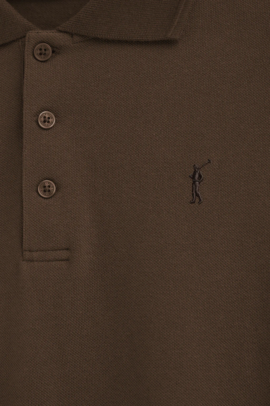 Dark-brown long-sleeve polo shirt with Rigby Go embroidered logo - Image 6
