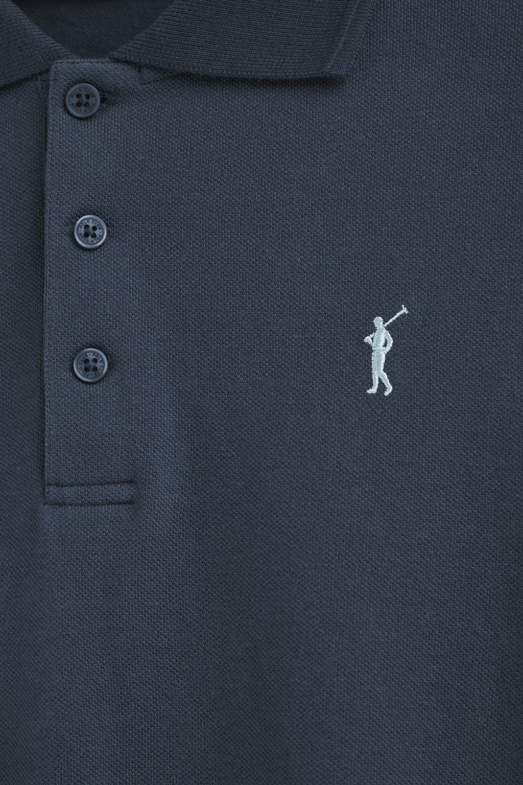 Denim-blue long-sleeve polo shirt with Rigby Go embroidered logo - Image 6