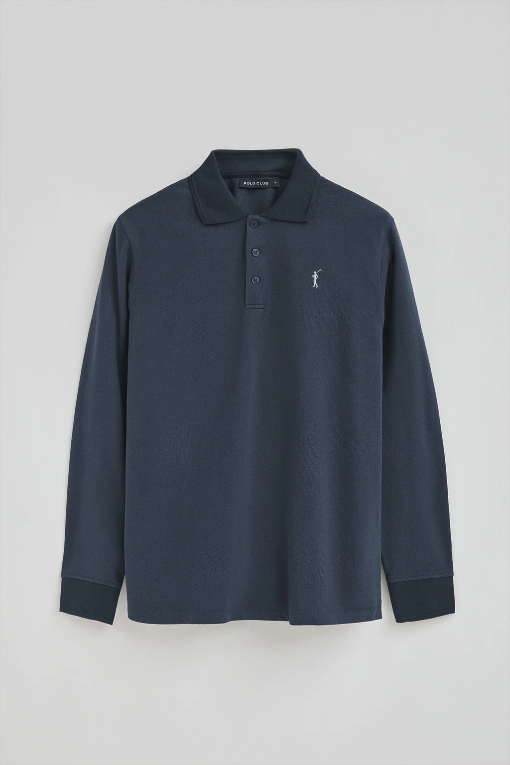 Denim-blue long-sleeve polo shirt with Rigby Go embroidered logo - Image 8