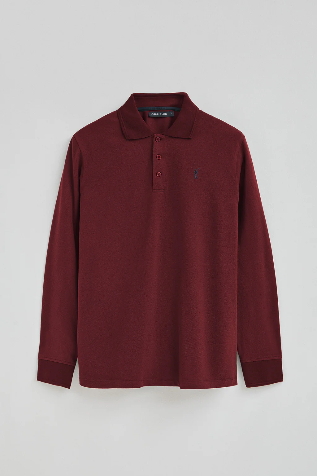 Maroon long-sleeve polo shirt with Rigby Go embroidered logo - Image 5
