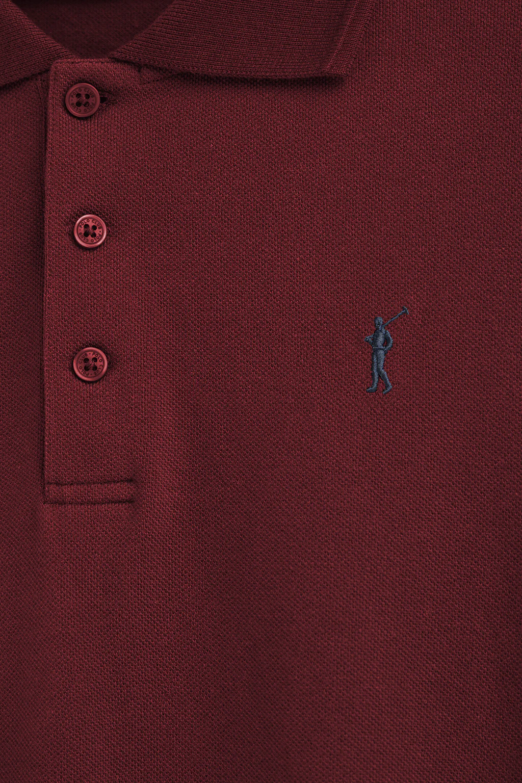 Maroon long-sleeve polo shirt with Rigby Go embroidered logo - Image 6