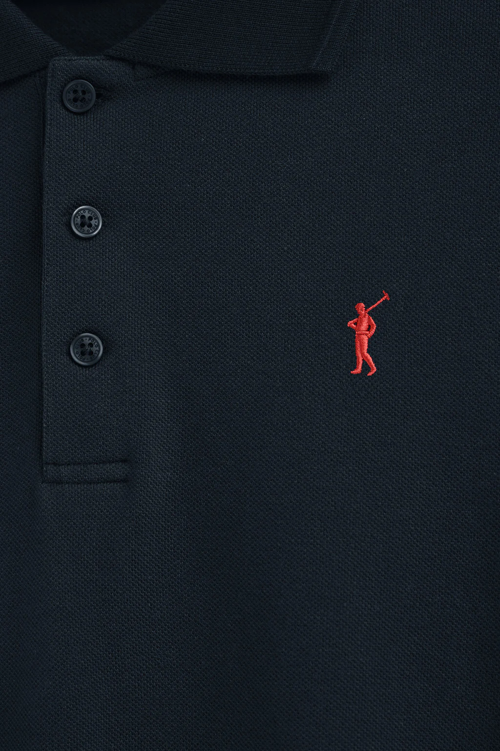 Navy-blue long-sleeve polo shirt with Rigby Go embroidered logo - Image 6