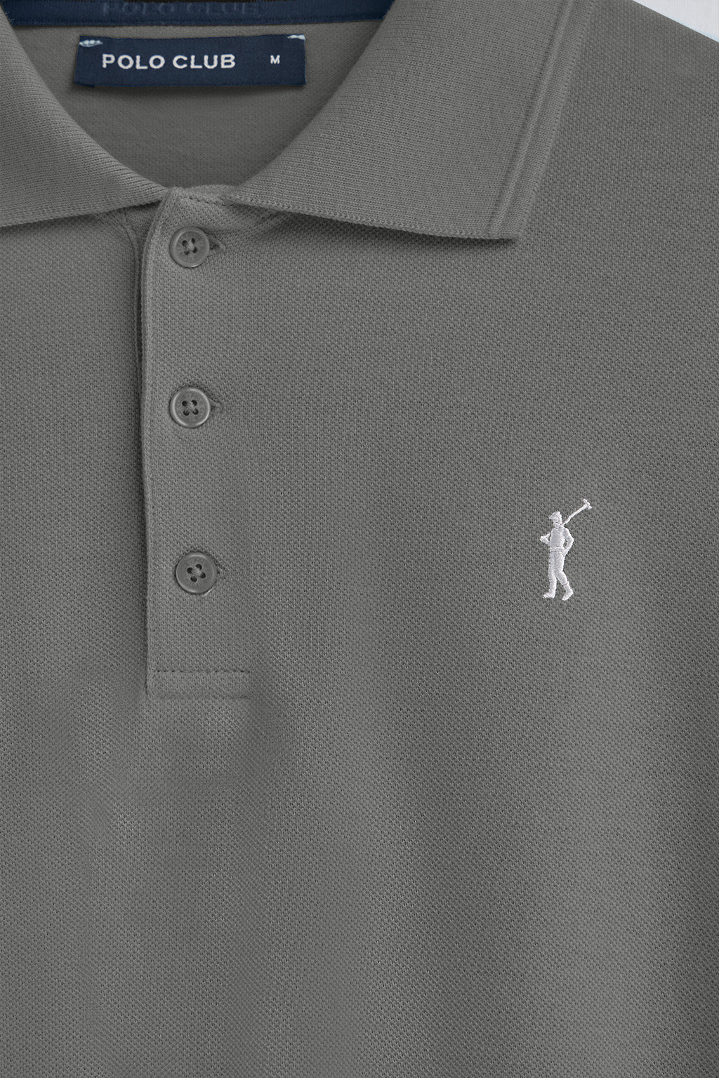 Asphalt-grey long-sleeve polo shirt with three buttons and Rigby Go embroidery - Image 7