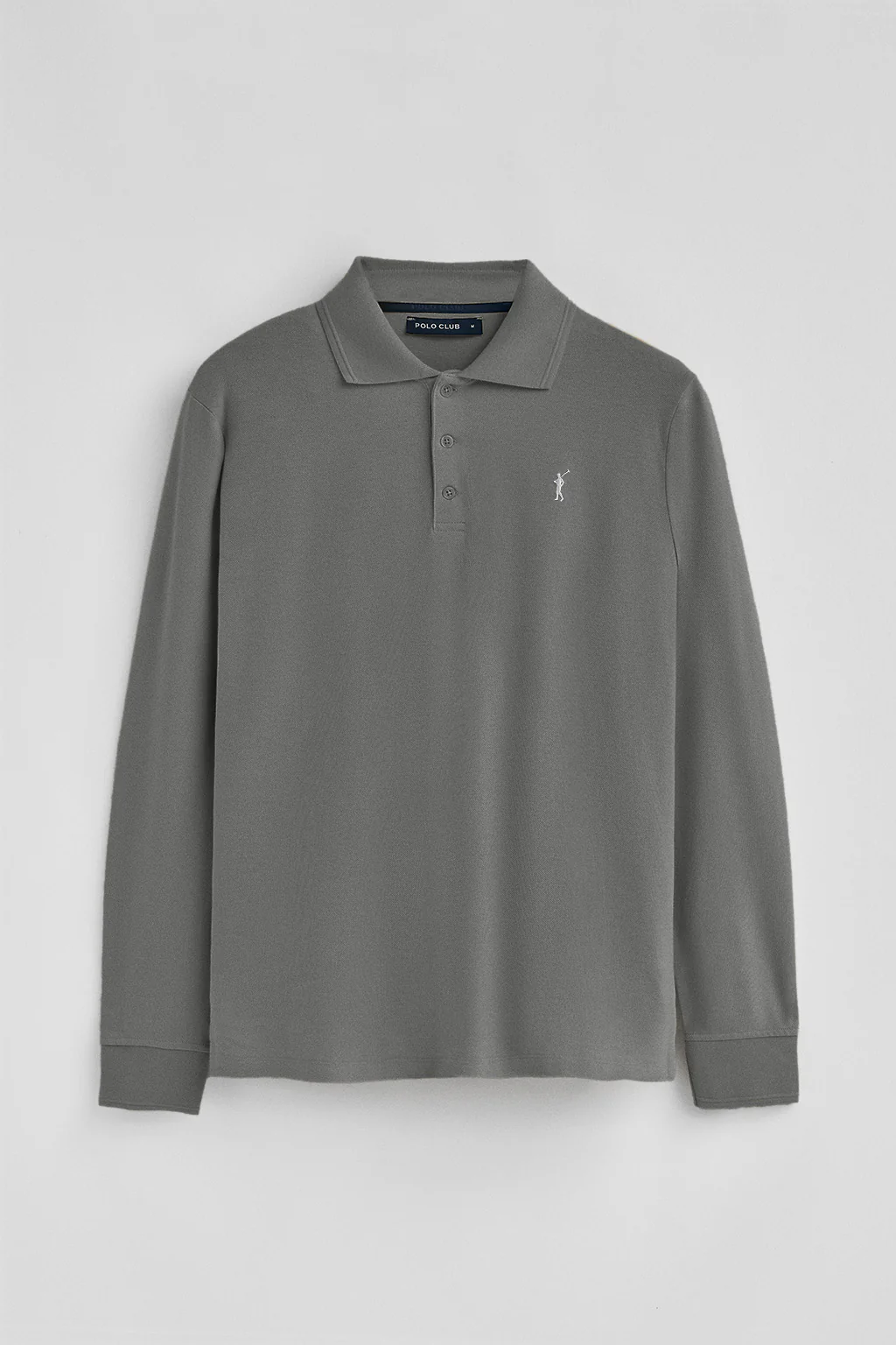 Asphalt-grey long-sleeve polo shirt with three buttons and Rigby Go embroidery - Image 8