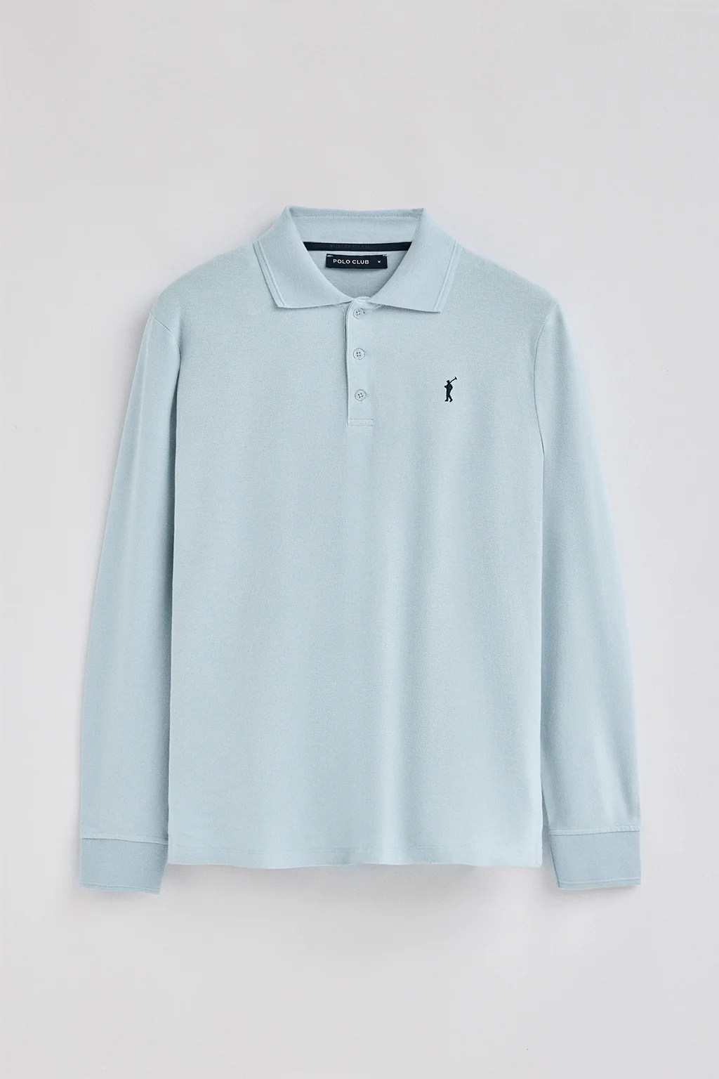 Light-blue long-sleeve polo shirt with three buttons and Rigby Go embroidery - Image 5
