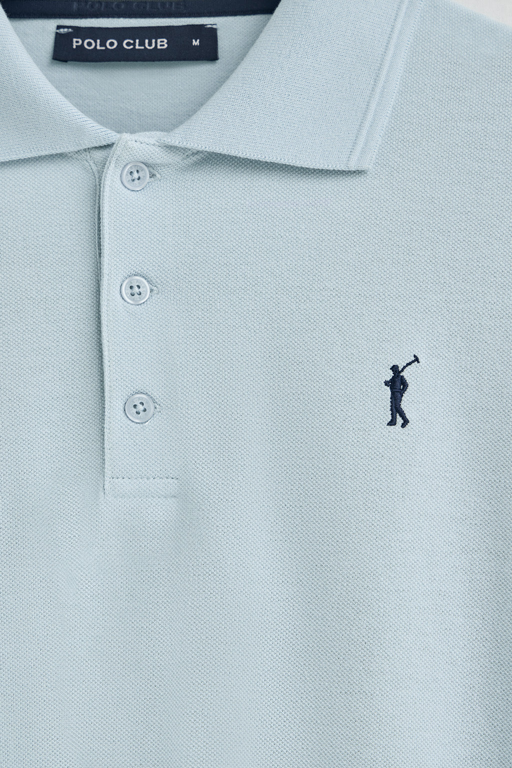 Light-blue long-sleeve polo shirt with three buttons and Rigby Go embroidery - Image 7