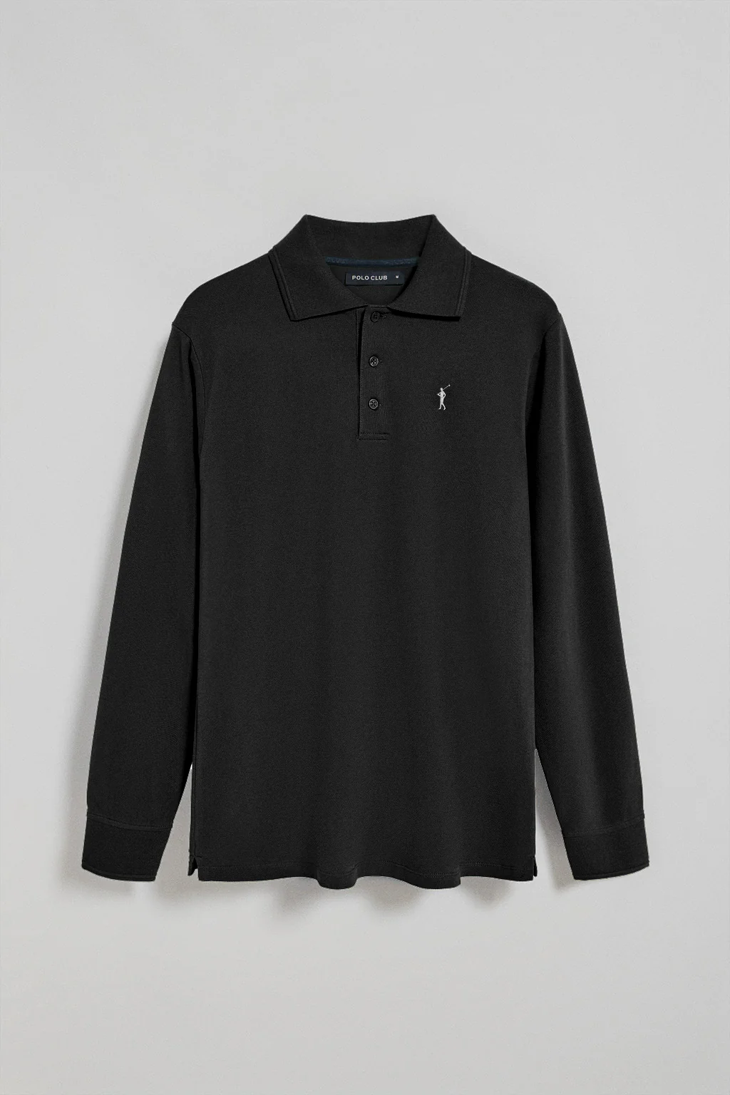 Black long-sleeve polo shirt with three buttons and Rigby Go embroidery - Image 5