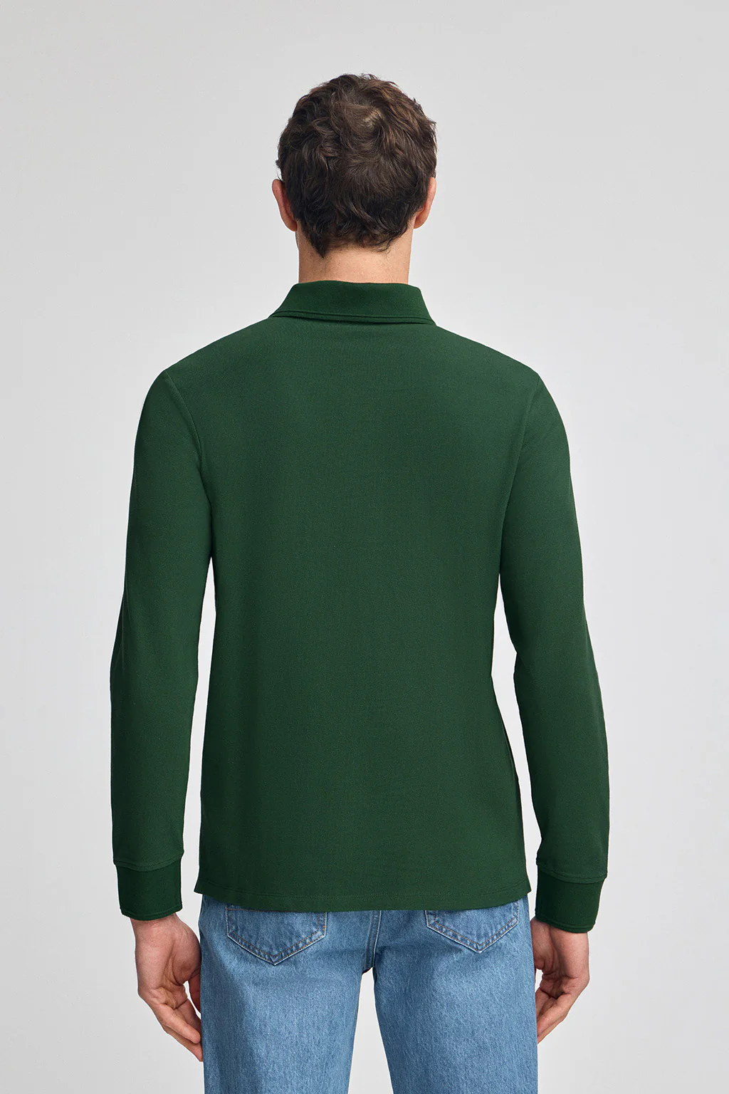 Bottle-green long-sleeve polo shirt with three buttons and Rigby Go embroidery - Image 2