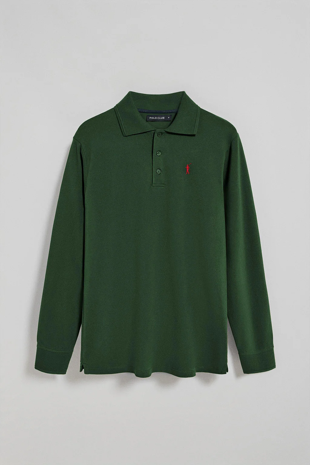 Bottle-green long-sleeve polo shirt with three buttons and Rigby Go embroidery - Image 5