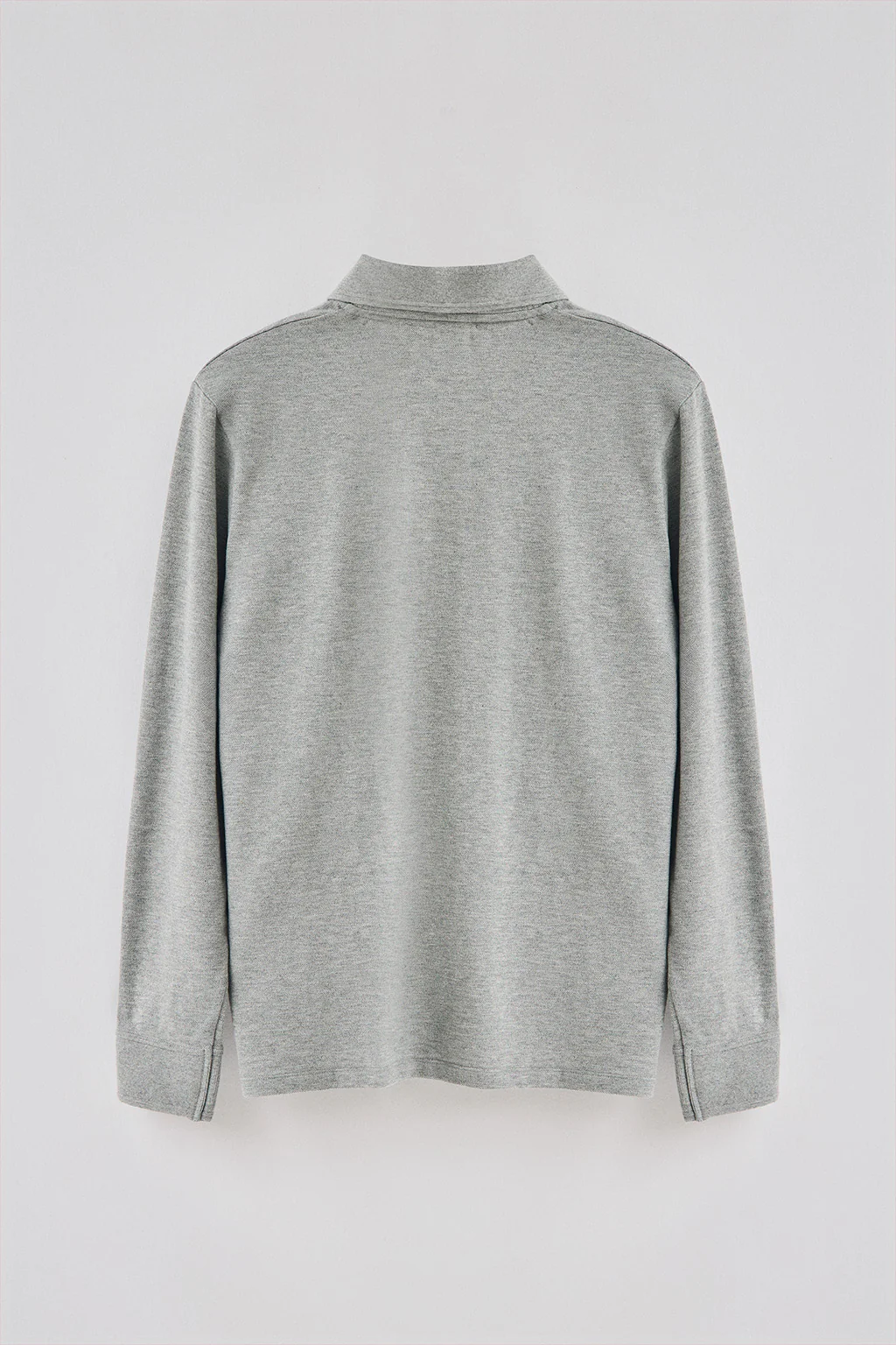 Grey-marl long-sleeve polo shirt with three buttons and Rigby Go embroidery - Image 6
