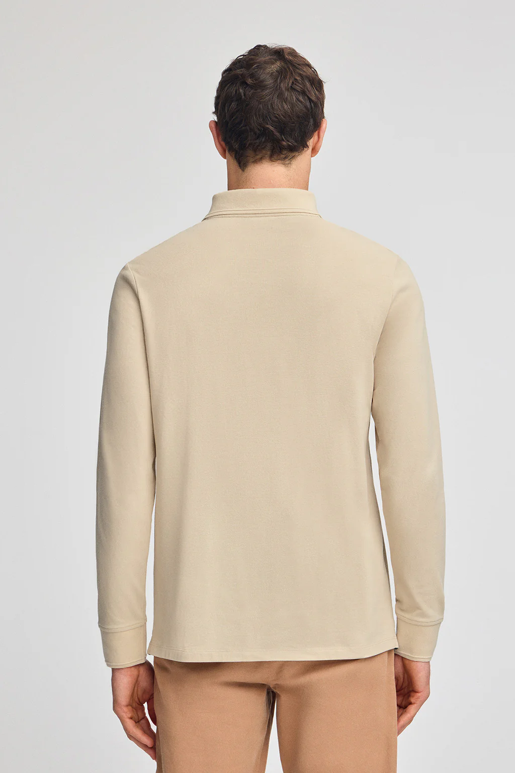 Ivory long-sleeve polo shirt with three buttons and Rigby Go embroidery - Image 2