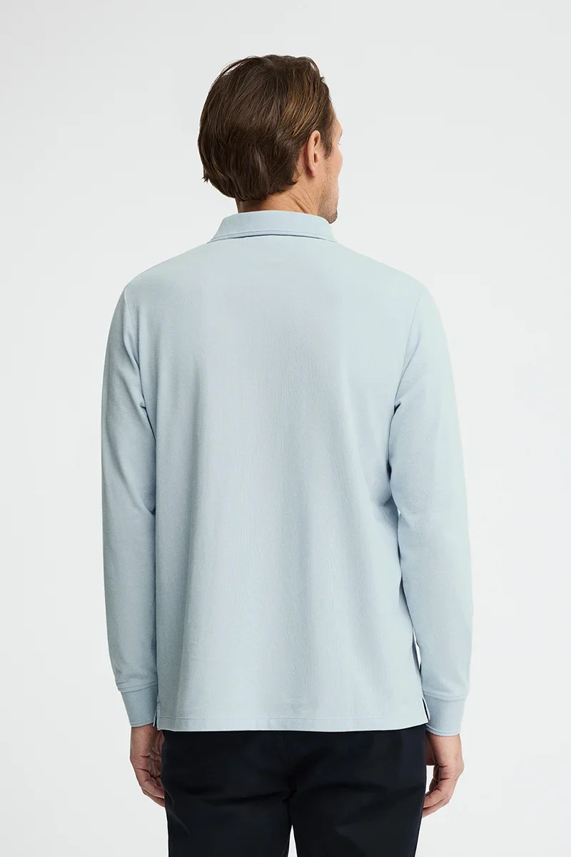 Light-blue long-sleeve regular-fit polo shirt with Rigby Go embroidery - Image 4
