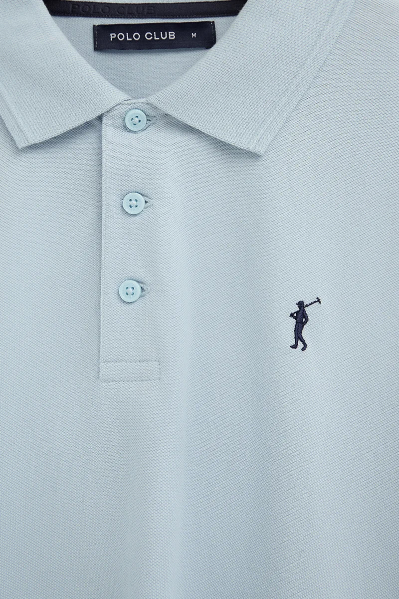 Light-blue long-sleeve regular-fit polo shirt with Rigby Go embroidery - Image 6