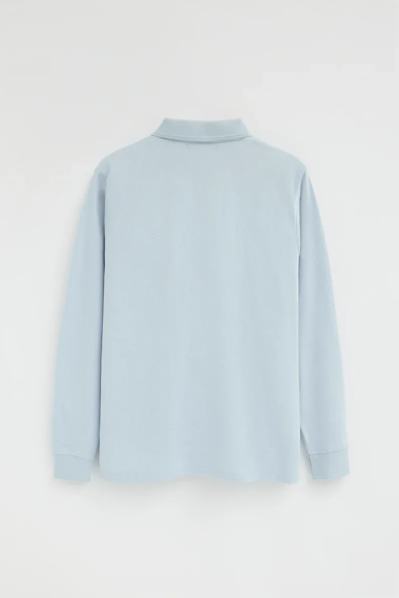 Light-blue long-sleeve regular-fit polo shirt with Rigby Go embroidery - Image 7