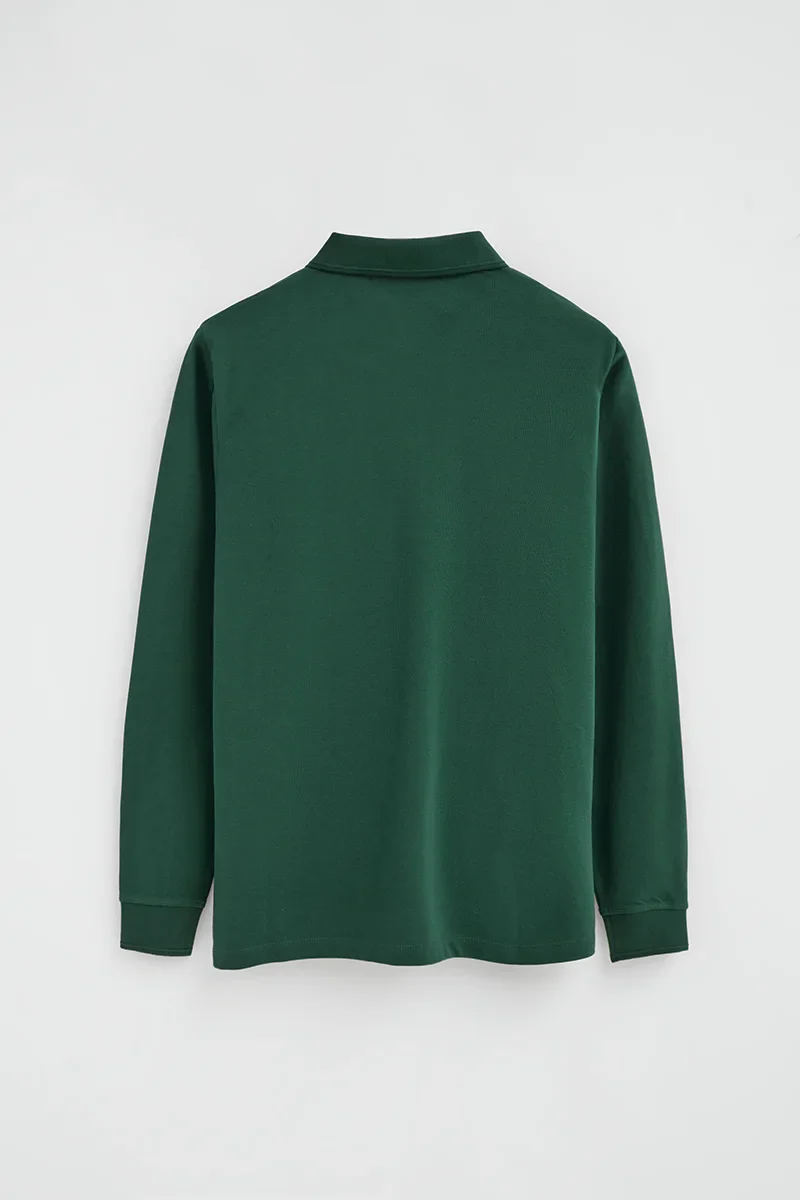 Bottle-green long-sleeve regular-fit polo shirt with Rigby Go embroidery - Image 7