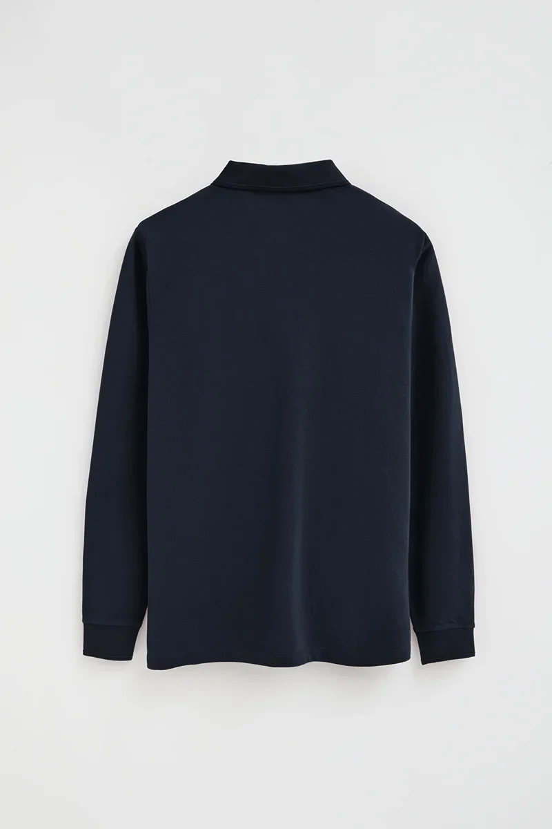 Navy-blue long-sleeve regular-fit polo shirt with Rigby Go embroidery - Image 8