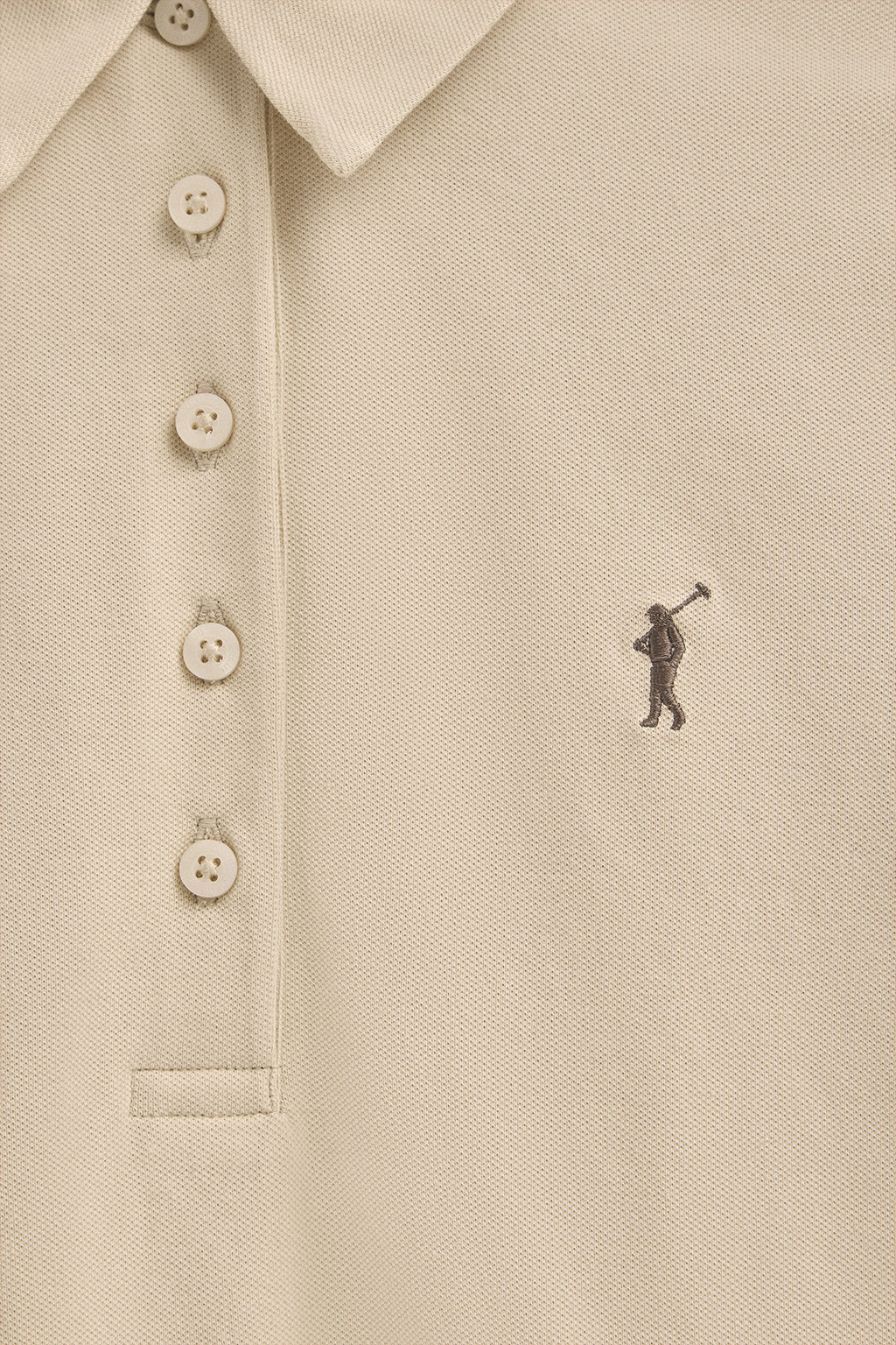 Beige long-sleeve polo shirt with five-button collar and Rigby Go embroidery - Image 6