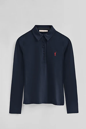 Dark-blue long-sleeve polo shirt with five-button collar and Rigby Go embroidery - Image 7