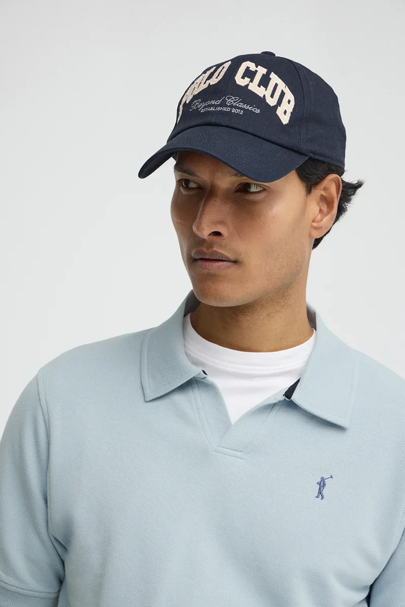 Light-blue micro-structured cotton polo shirt with Rigby Go embroidery - Image 3