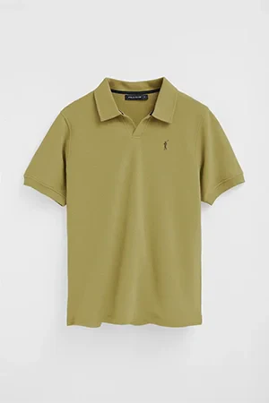 Leaf-green micro-structured cotton polo shirt with Rigby Go embroidery - Image 10