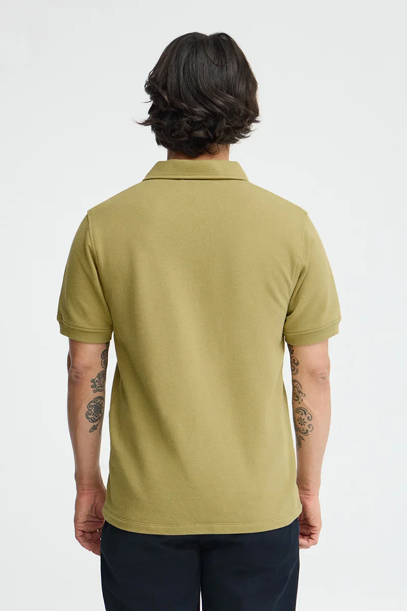 Leaf-green micro-structured cotton polo shirt with Rigby Go embroidery - Image 5