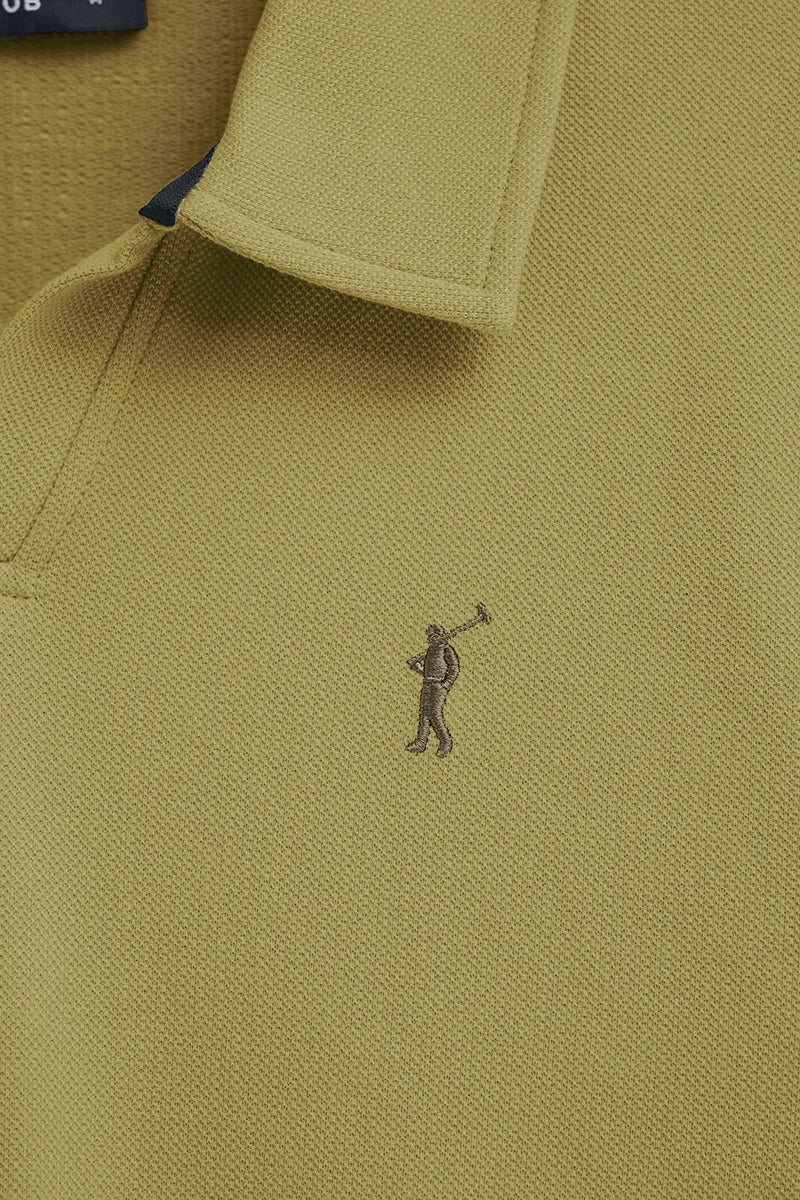 Leaf-green micro-structured cotton polo shirt with Rigby Go embroidery - Image 7