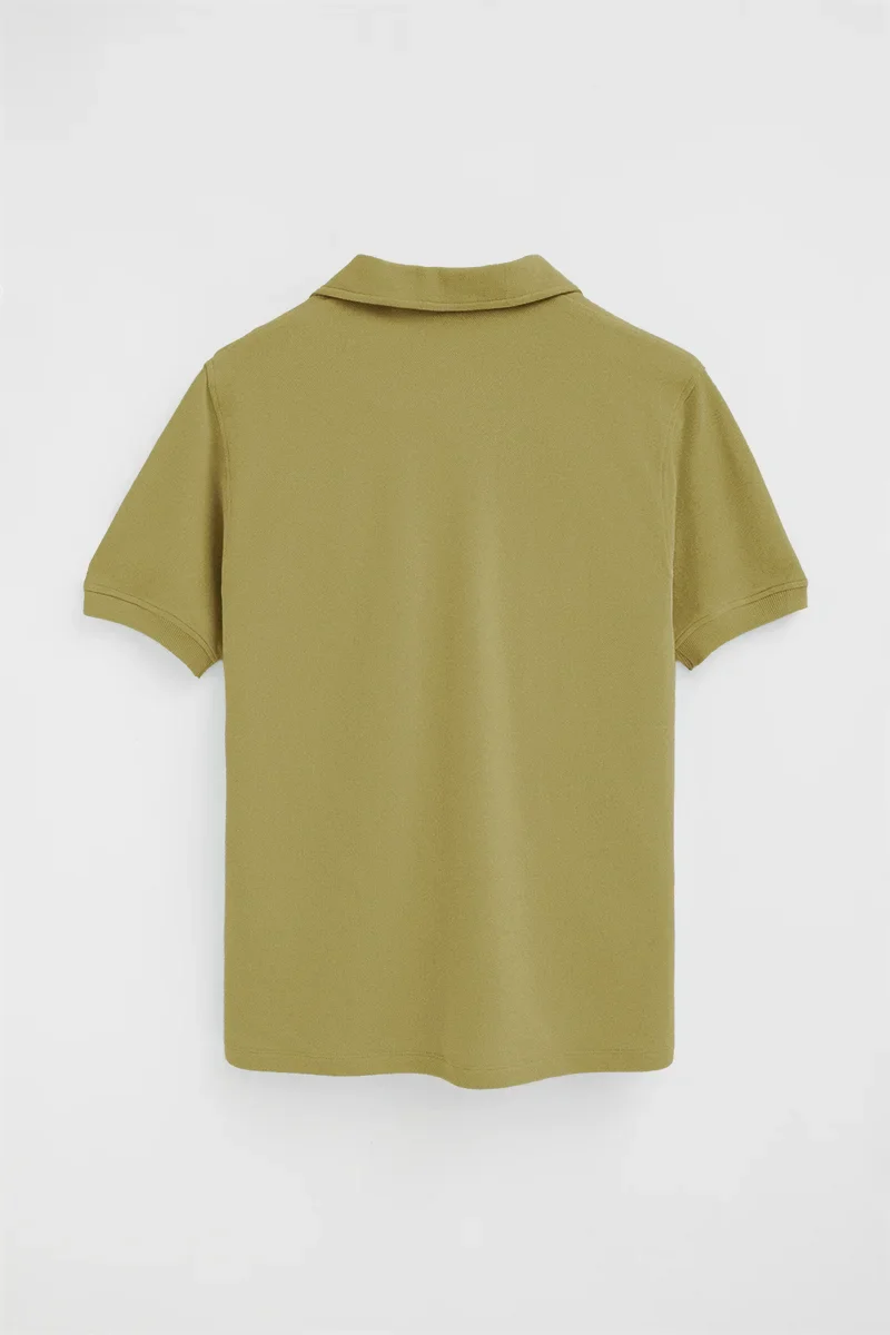 Leaf-green micro-structured cotton polo shirt with Rigby Go embroidery - Image 8