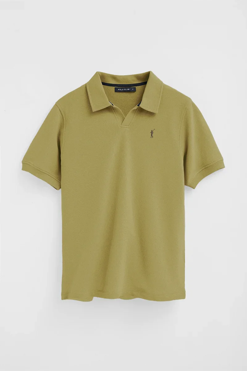 Leaf-green micro-structured cotton polo shirt with Rigby Go embroidery - Image 9