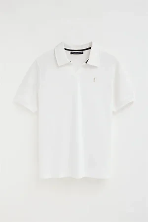 White micro-structured cotton polo shirt with Rigby Go embroidery - Image 10