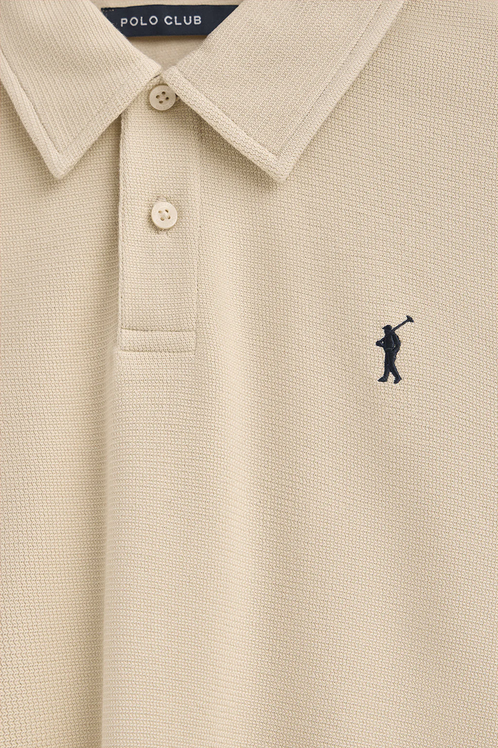 Beige micro-structured polo shirt with Rigby Go embroidery - Image 6